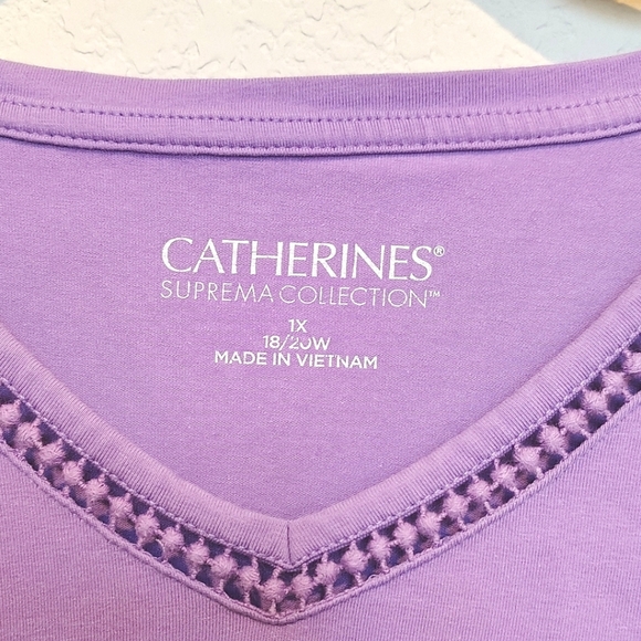 Catherines Suprema Collection Lavender V-Neck Top - Picture 3 of 3
